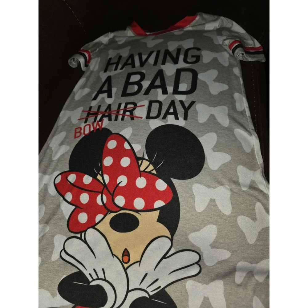 Disney store minnie mouse having a bad bow day pajamas nightgown size 9 10 sleep - Picture 3 of 4